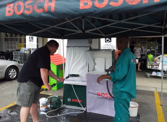 Bosch appliance demonstration under a branded gazebo