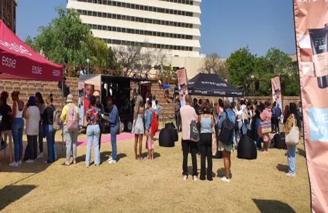 Campus activation drawing a student crowd