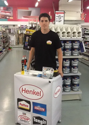 Henkel adhesive demonstration in-store