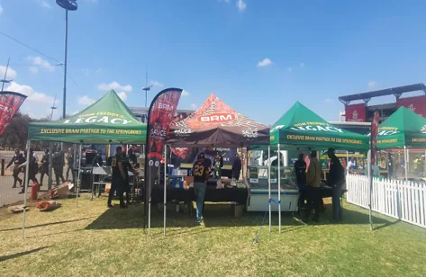 Branded gazebos at an outdoor event