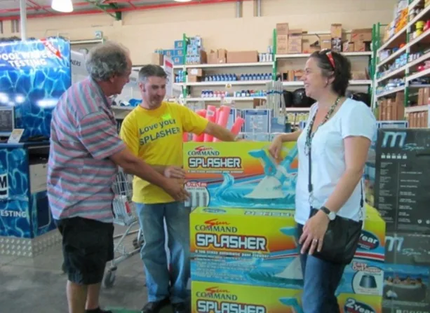 Splasher in-store sampling